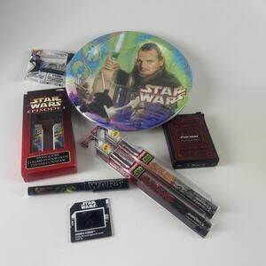 Star‎ Wars Collectible Lot Plates Stickers Fork Spoon Toothbrush Pen Cards Slide